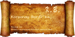 Korponay Boróka névjegykártya
